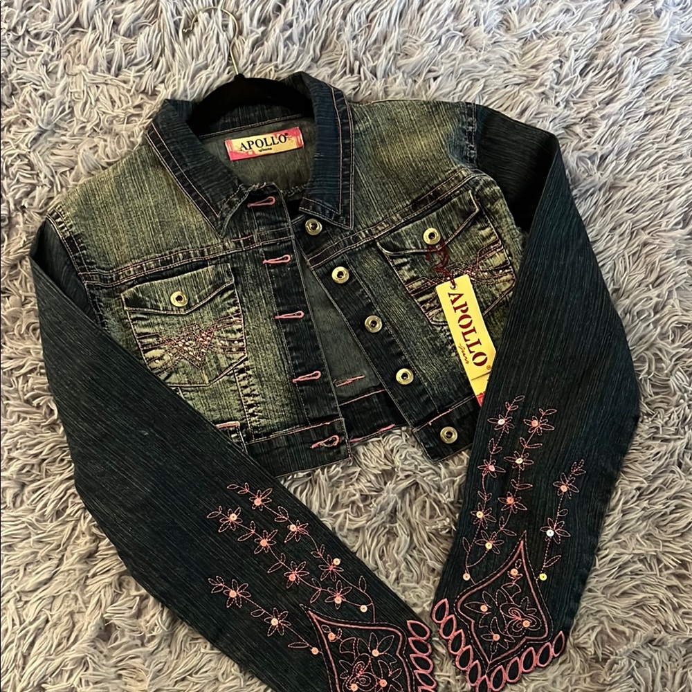 Apollo Jeans Dark Washed Denim Jacket with Pink Accents